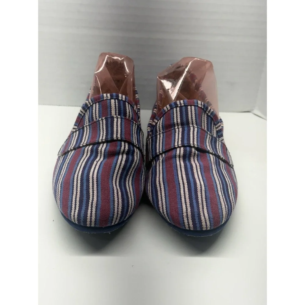 Steve Madden Women's Sz 6.5 Eltonn Multicolr Stripe Canvas Slip-On Vegan Loafers